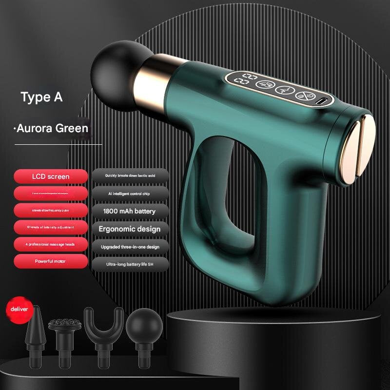Green Mini Fascia Gun Muscle Massager with Pulse Heat - Deep Tissue Relaxation