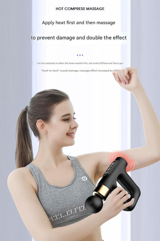 Red Mini Fascia Gun Muscle Massager with Pulse Heat - Deep Tissue Relaxation