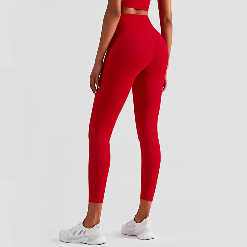 Size XL Red High-Waisted Seamless Yoga Pants for Women - Tummy Control, Butt Lifting &amp; Back Waistband Pocket