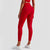 Size L Red High-Waisted Seamless Yoga Pants for Women - Tummy Control, Butt Lifting & Back Waistband Pocket