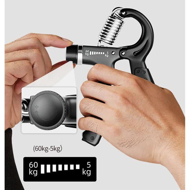 Black 5-Piece Hand Grip Strength Training Set – Adjustable Grip Exerciser, Silicone Grip Rings & Grip Ball