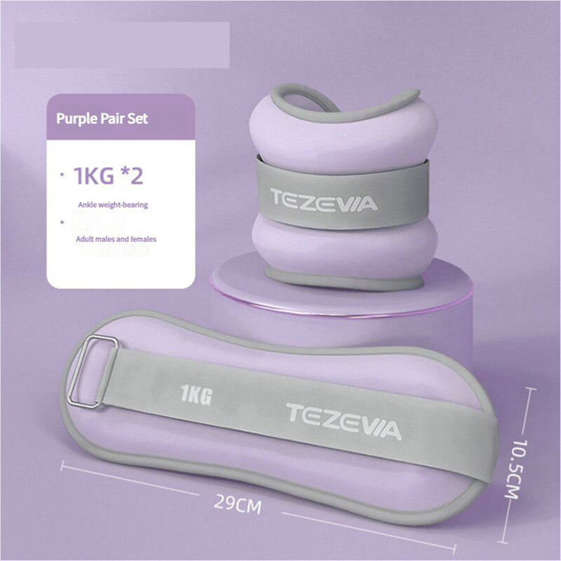 Purple Adjustable Weighted Leg &amp; Wrist Sandbag Set - 1kg Each for Fitness, Running, and Dance Training