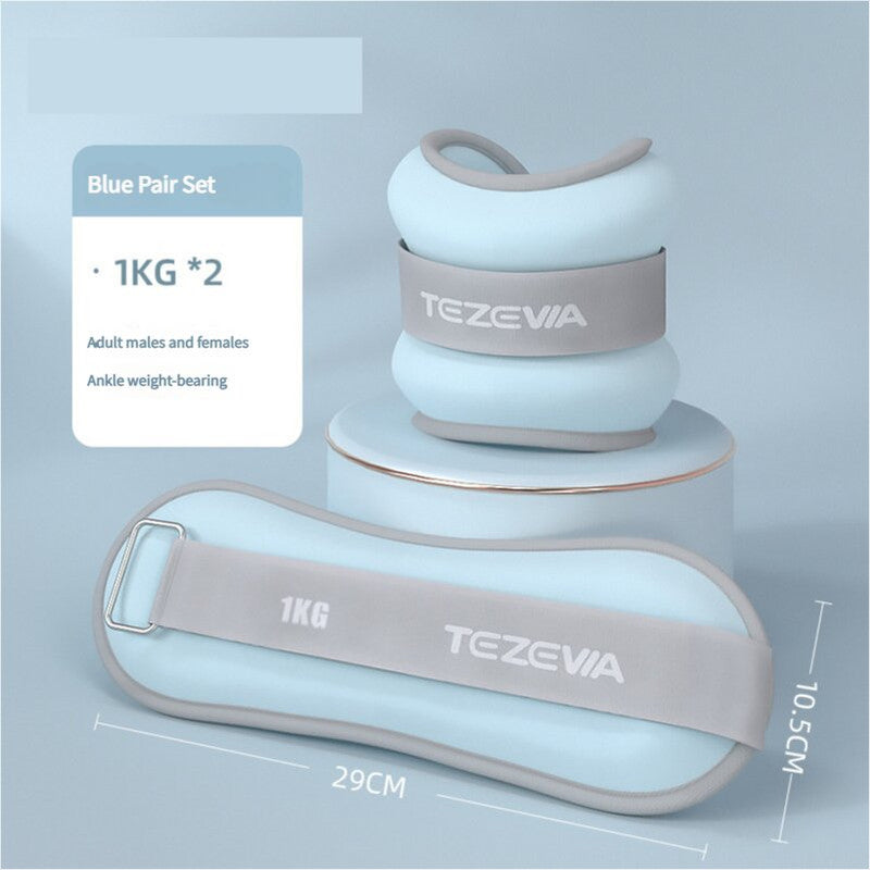 Blue Adjustable Weighted Leg &amp; Wrist Sandbag Set - 1kg Each for Fitness, Running, and Dance Training