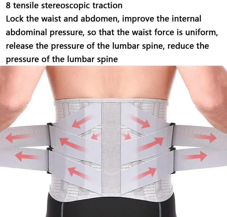 Size M Grey Breathable Waist Support Belt - Adjustable Back Brace for Men and Women, Ideal for Weightlifting, Squats & Back Pain Relief