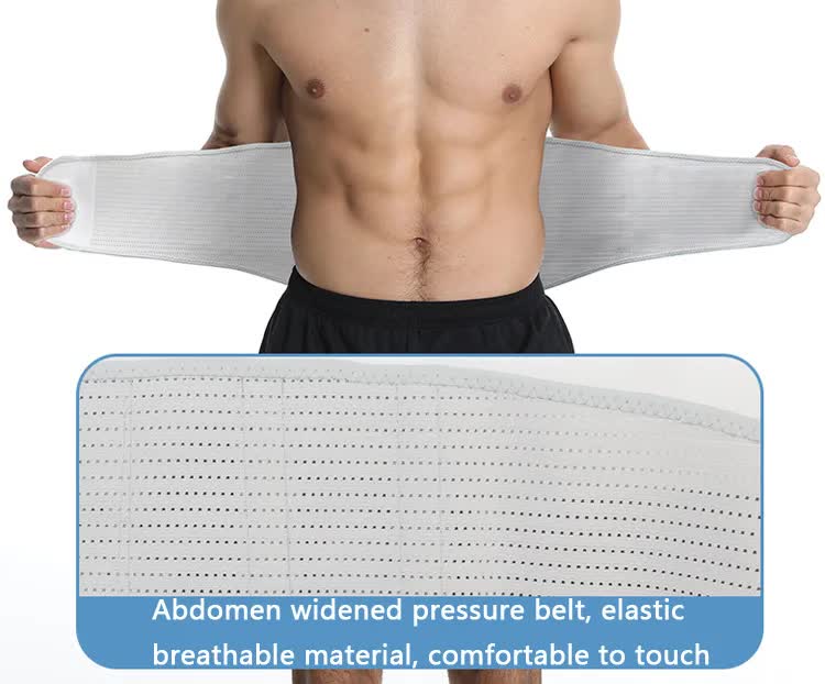 Size M Grey Breathable Waist Support Belt - Adjustable Back Brace for Men and Women, Ideal for Weightlifting, Squats & Back Pain Relief