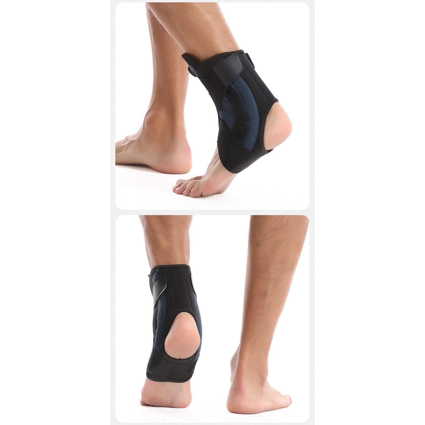 1 Pair Black And Yellow Adjustable Ankle Brace - Compression Support for Running, Sports, and Ankle Recovery