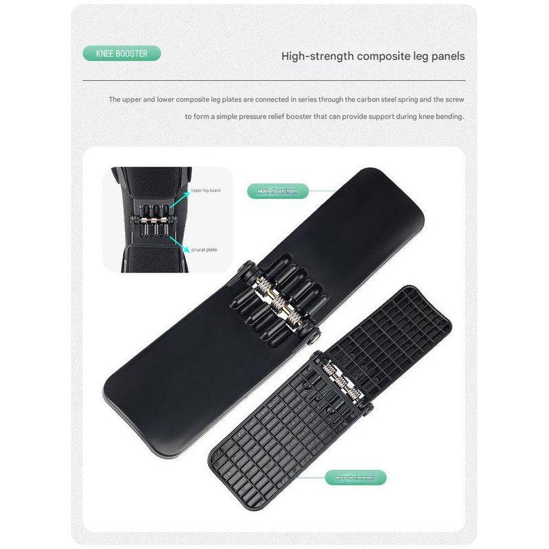 1 Pair Black Adjustable Knee Brace Support with Spring Booster – Patella Stabilizer for Squats, Hiking, and Outdoor Sports