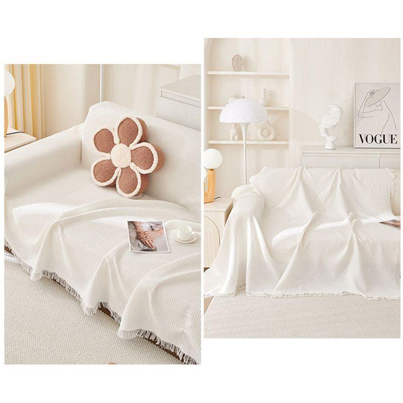 180*180CM Off White Premium Polyester Sofa Throw Blanket, 180x180 cm, Multi-Seasonal Use, Sofa Protector