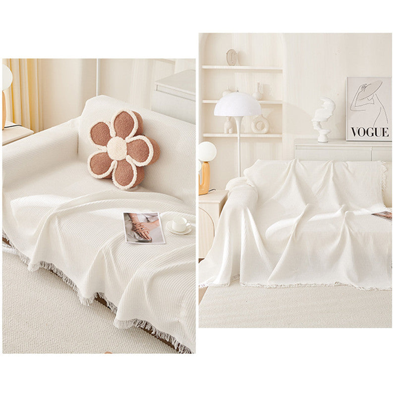 180*180CM Off White Premium Polyester Sofa Throw Blanket, 180x180 cm, Multi-Seasonal Use, Sofa Protector