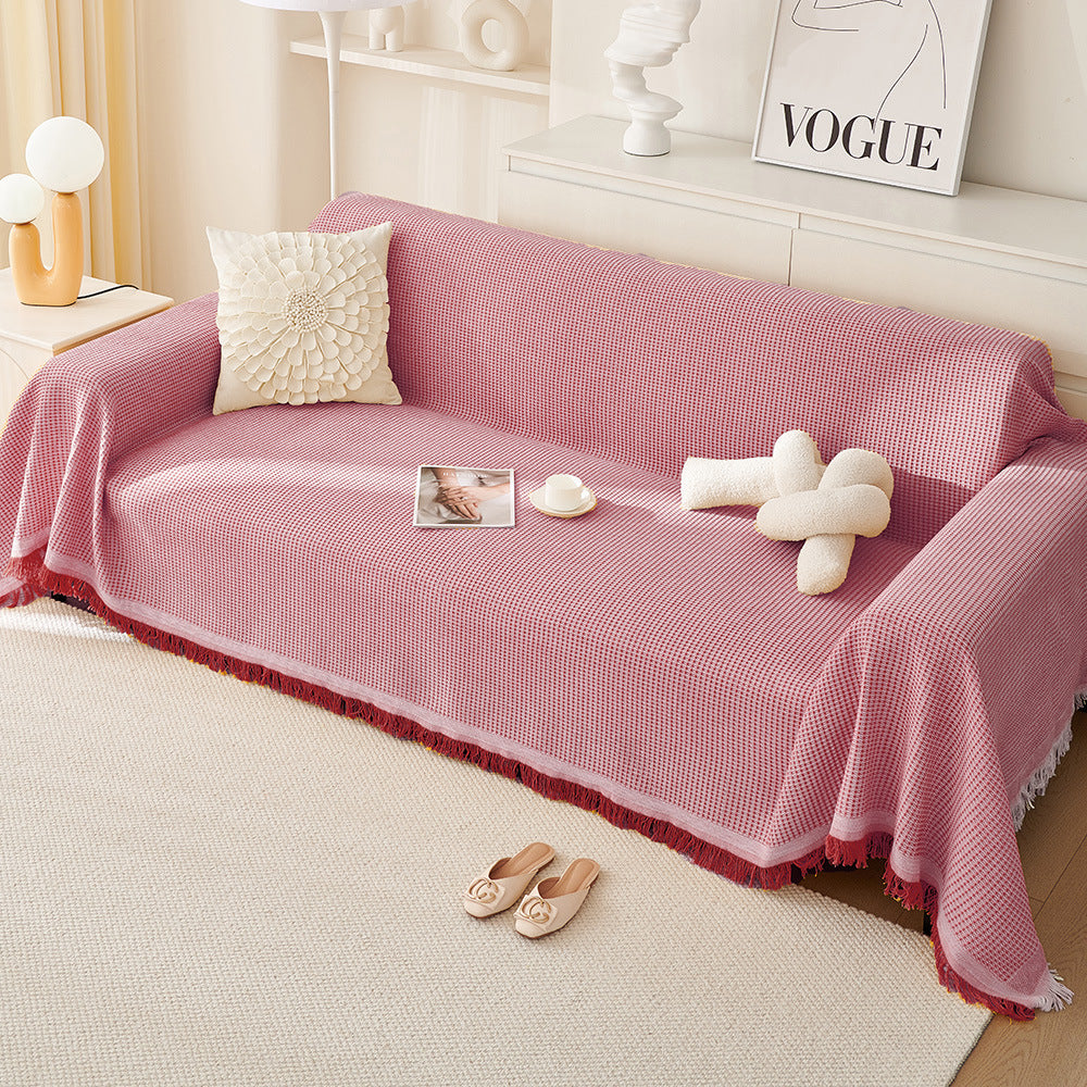 180*260CM Pink Premium Polyester Sofa Throw Blanket, Multi-Seasonal Use, Sofa Protector