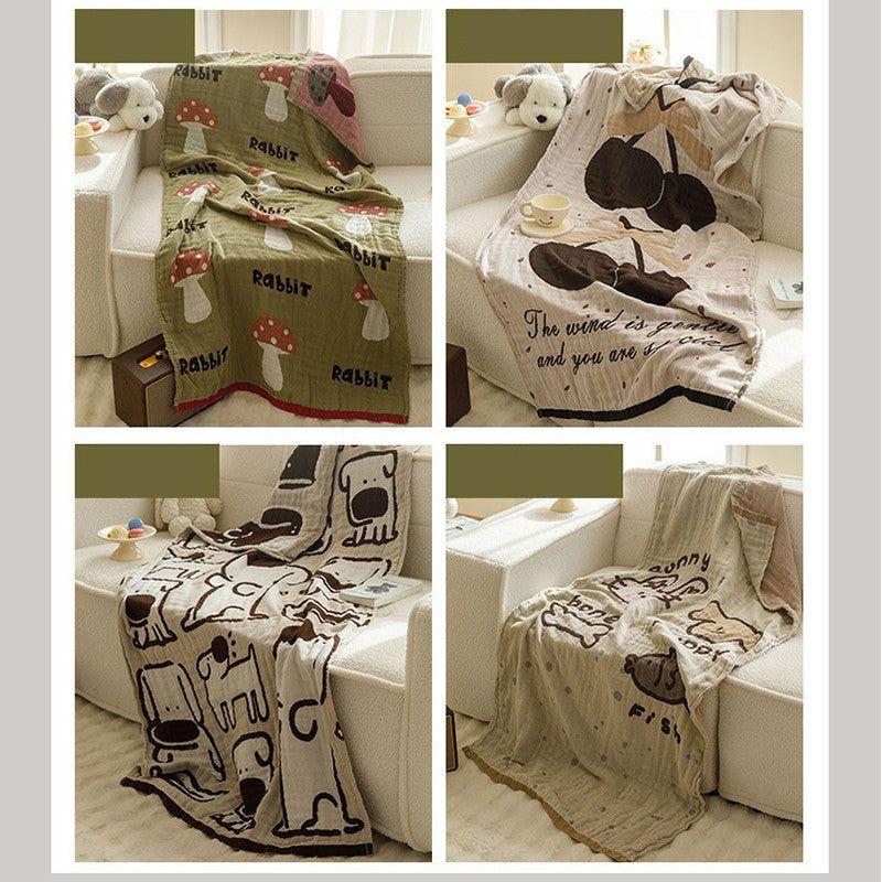 Brown animals Pattern Soft and Absorbent 4-Layer Cotton Bath Towel for Adults and Children | Cartoon Design | 80*160 cm | Perfect for Bathing and Lounging