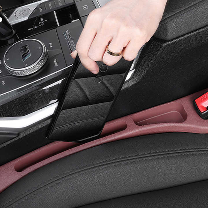 Red Car Seat Gap Filler - 2 Pieces Car Interior Storage Organizer for Front Seat Seam