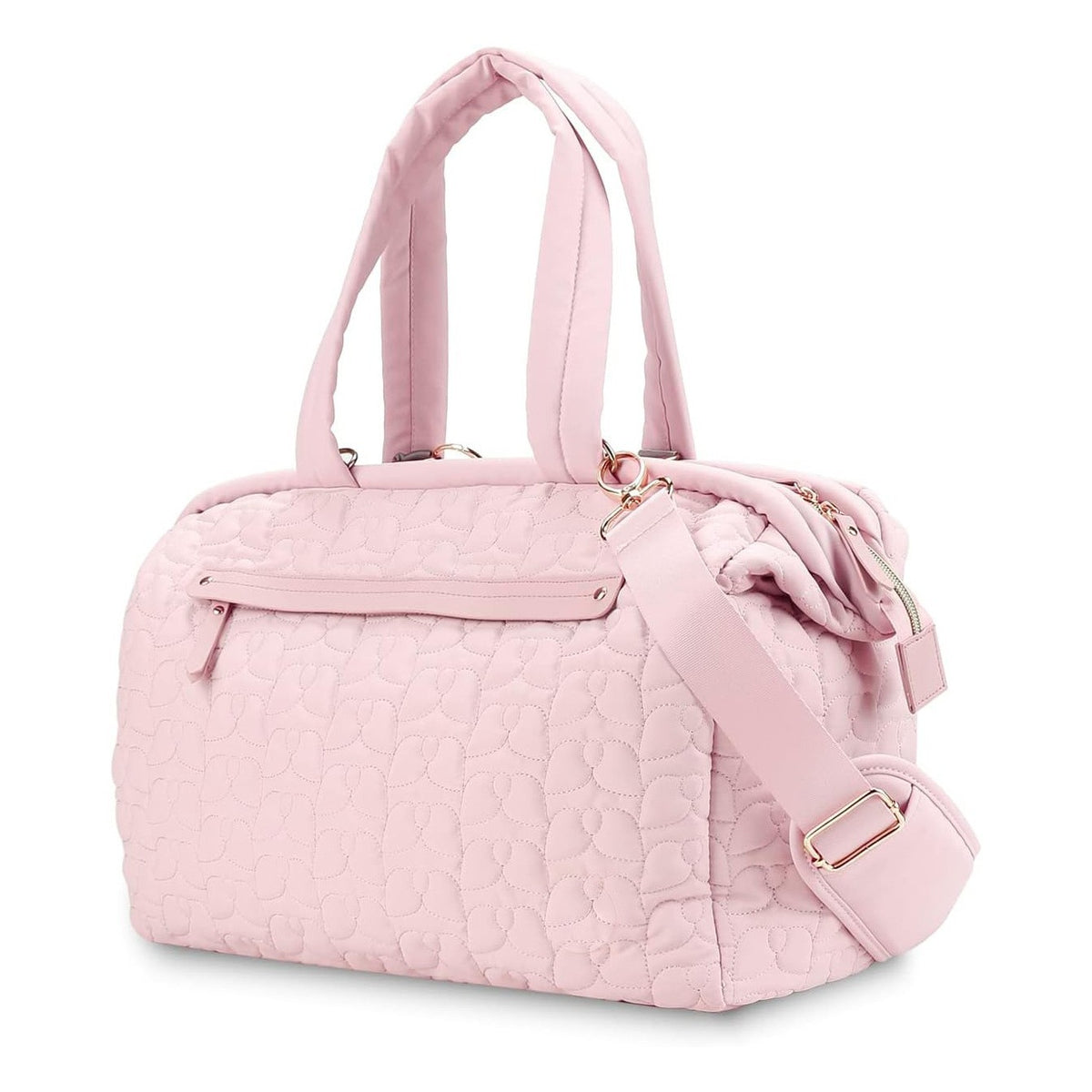 Pink Quilted Pattern Large Capacity Mummy Bag - Stylish Baby Diaper Bag for Moms, Baby Stroller Bag with Multiple Compartments