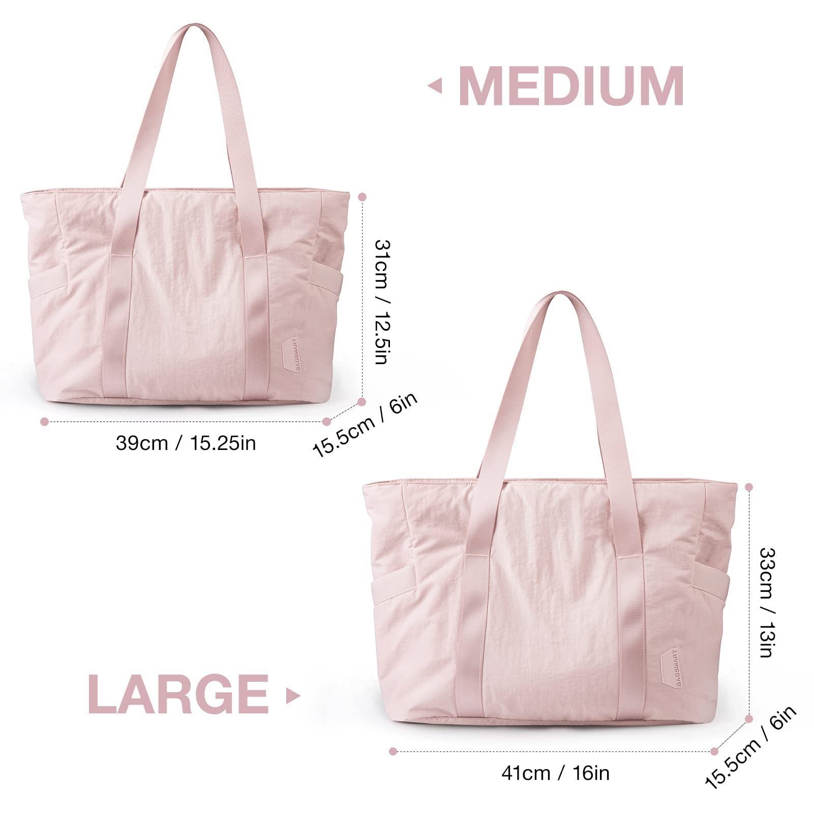 Pink Stylish and Practical Water-Resistant Tote Bag for Daily Use & Yoga - Spacious with Convenient Compartments