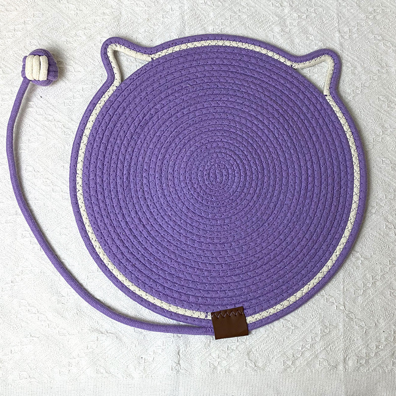 3 Pcs Purple Durable Cat Scratching Mat with Attached Toy Ball – Washable and Multi-Functional, Ideal for Cats&#39; Scratching and Sleeping – 50cm Diameter