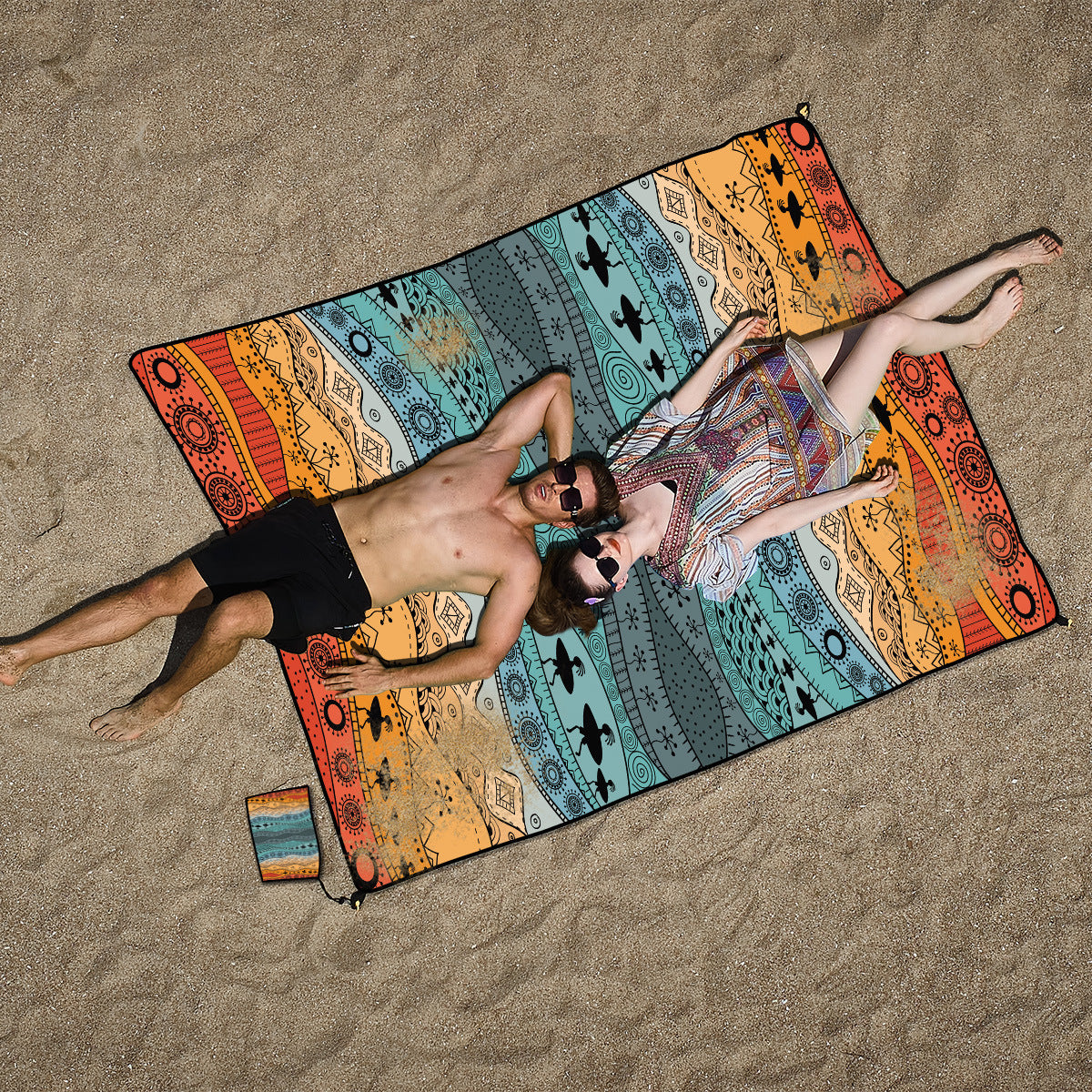 Style STD-001-4 Colorful Quick Dry Beach Mat Sand Proof Waterproof Outdoor Picnic Blanket - Compact & Lightweight