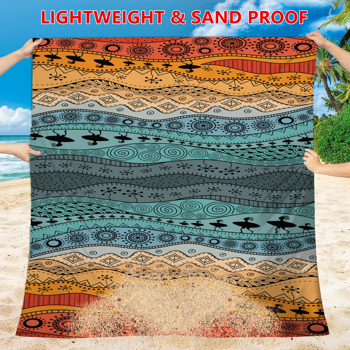 Style STD-001-13 Green And White Quick Dry Beach Mat Sand Proof Waterproof Outdoor Picnic Blanket - Compact & Lightweight