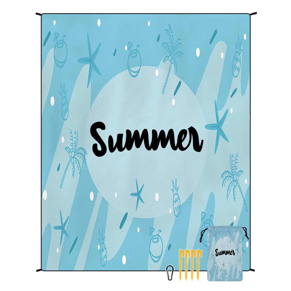 Style STD-001-22 Blue Quick Dry Beach Mat Sand Proof Waterproof Outdoor Picnic Blanket - Compact &amp; Lightweight