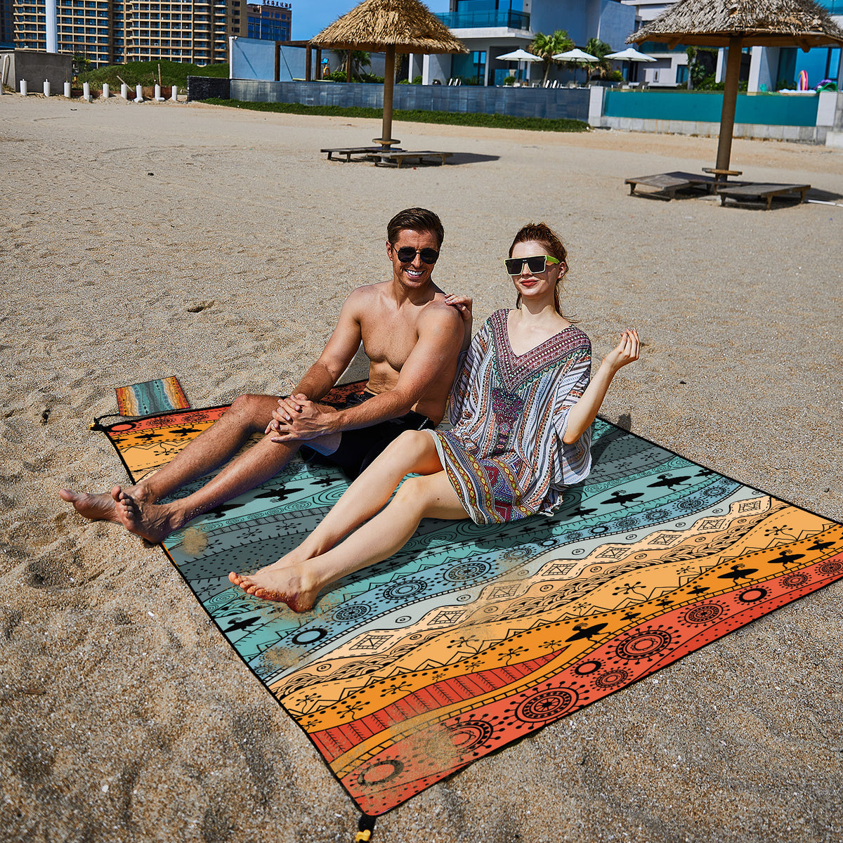 Style STD-001-22 Blue Quick Dry Beach Mat Sand Proof Waterproof Outdoor Picnic Blanket - Compact & Lightweight
