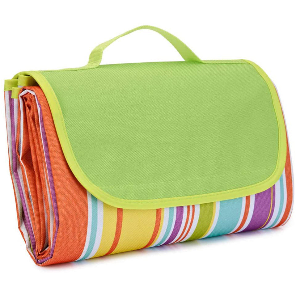 Green Stripes Stitching Premium Picnic Mat - Extra Thick &amp; Waterproof Oxford Cloth Camping Blanket - 145x200cm
