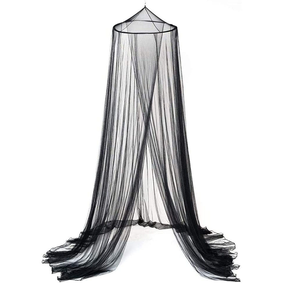 Black Hanging Princess Bed Canopy Mosquito Net - Dome Bedding for Dorm Rooms & Bedrooms (Fits 1.8m-2m Beds)