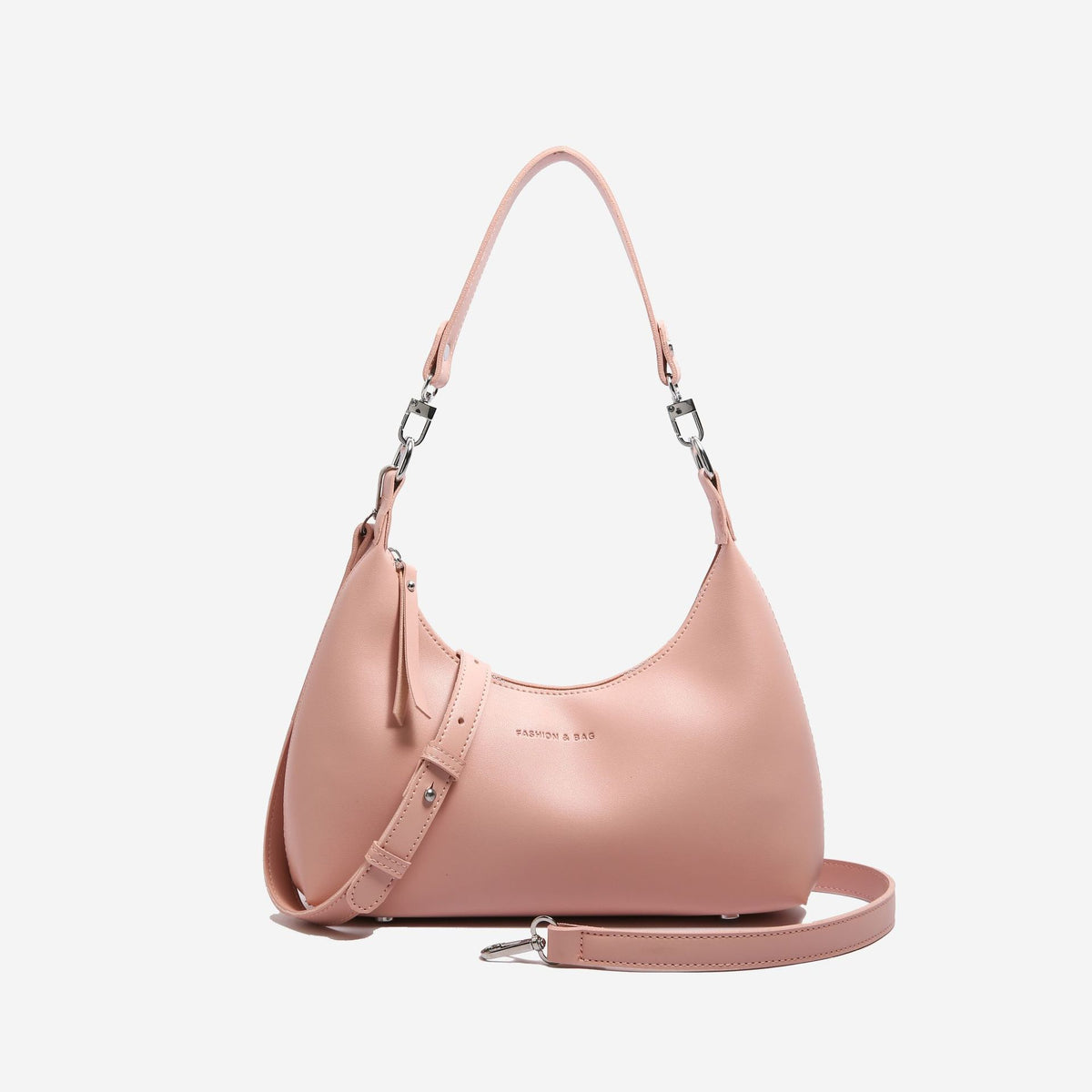 Pink Women&#39;s Trendy PU Leather Shoulder Bag - Fashionable Underarm Hobo Bag with Adjustable Strap