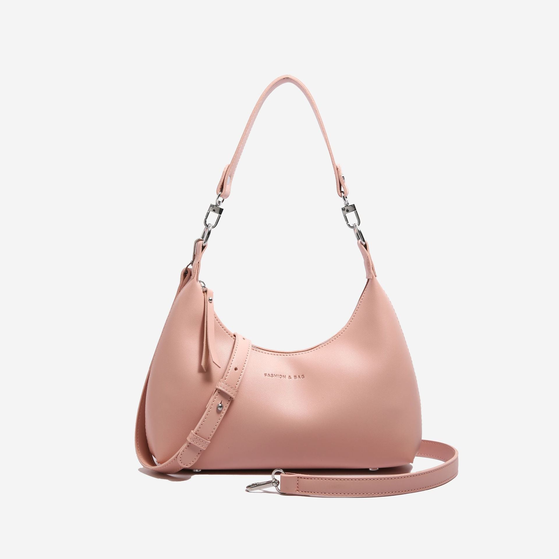 Pink Women's Trendy PU Leather Shoulder Bag - Fashionable Underarm Hobo Bag with Adjustable Strap