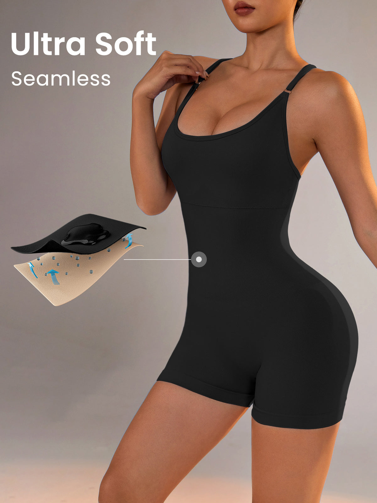 Size M Black Nylon Seamless Yoga Bodysuit - Women&#39;s Athletic Romper, Crisscross Back, Workout Jumpsuit
