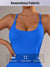 Size L Royal Blue Nylon Seamless Yoga Bodysuit - Women's Athletic Romper, Crisscross Back, Workout Jumpsuit