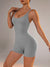 Size XS Light Grey Nylon Seamless Yoga Bodysuit - Women's Athletic Romper, Crisscross Back, Workout Jumpsuit