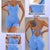 Size L Light Blue Nylon Seamless Yoga Bodysuit - Women's Athletic Romper, Crisscross Back, Workout Jumpsuit