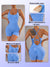 Size M Light Blue Nylon Seamless Yoga Bodysuit - Women's Athletic Romper, Crisscross Back, Workout Jumpsuit