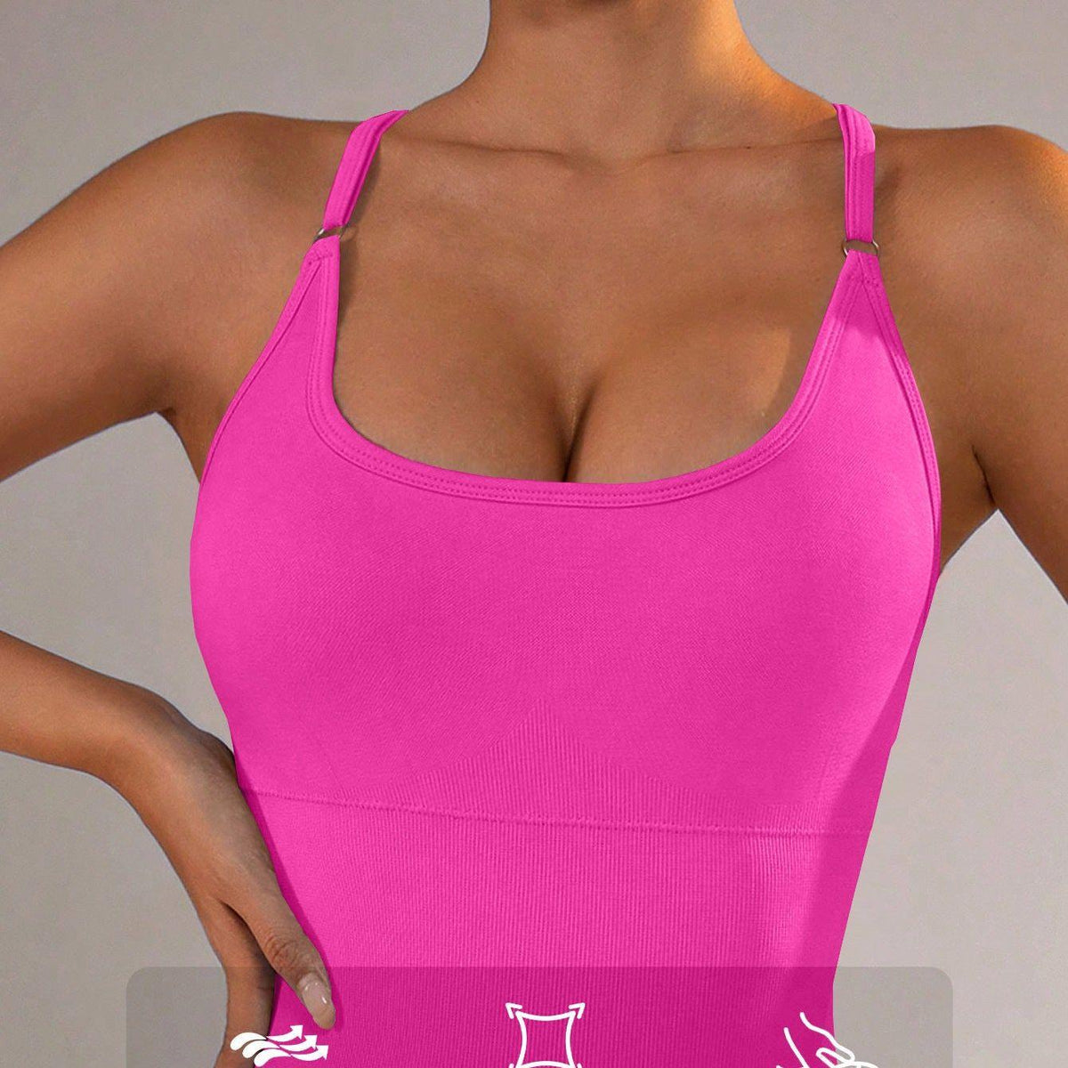 Size XS Rose Red Grey Nylon Seamless Yoga Bodysuit - Women's Athletic Romper, Crisscross Back, Workout Jumpsuit