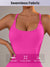 Size L Rose Red Grey Nylon Seamless Yoga Bodysuit - Women's Athletic Romper, Crisscross Back, Workout Jumpsuit