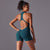 Size L Dark Green High-Impact Seamless Bodysuit - Nude Feel Yoga & Fitness Romper