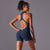 Size XL Dark Blue High-Impact Seamless Bodysuit - Nude Feel Yoga & Fitness Romper