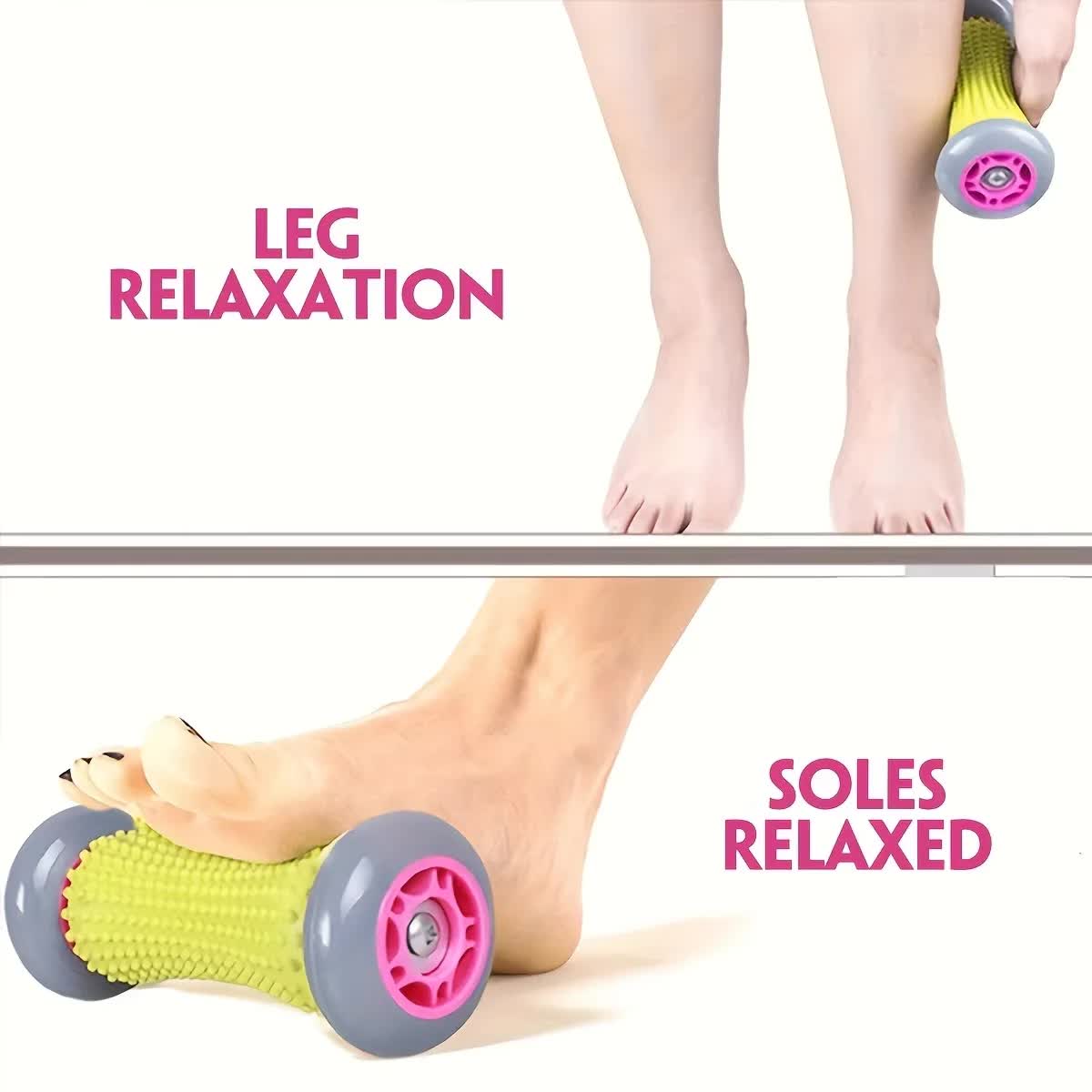 Green And Grey Foot Massage Roller - Plantar Fasciitis & Muscle Relief Tool