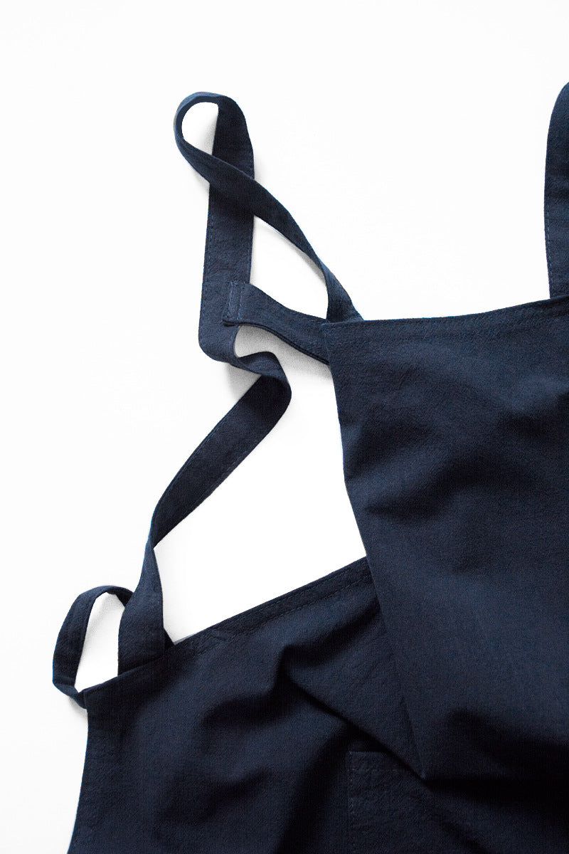 Green Cotton Linen H-Back Apron - Solid Color Kitchen Cooking Apron with Pocket