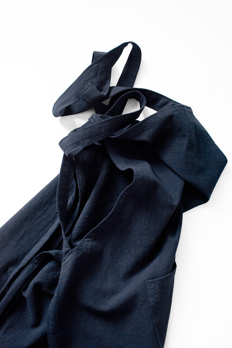 Green Cotton Linen H-Back Apron - Solid Color Kitchen Cooking Apron with Pocket