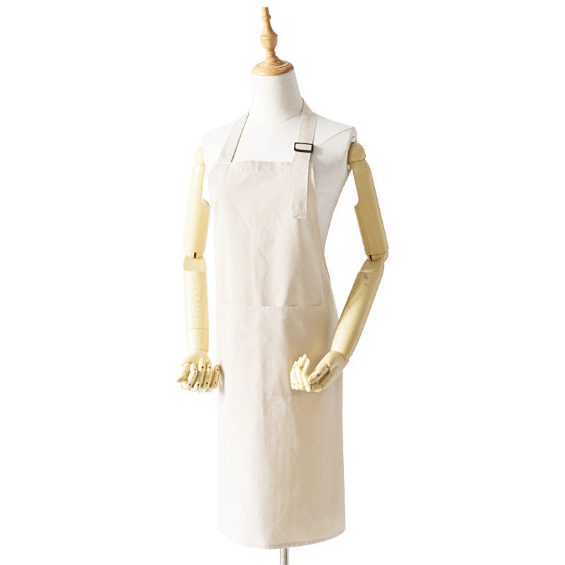 Beige Waterproof & Oil-Proof Apron - Adjustable Kitchen Apron with Pockets