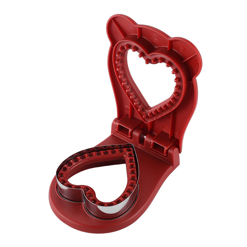 3 Pcs Red Heart Sandwich Maker Sealer - DIY Toast Pocket Bread Cutter &amp; Sealer Mold (PP + 304 Stainless Steel)