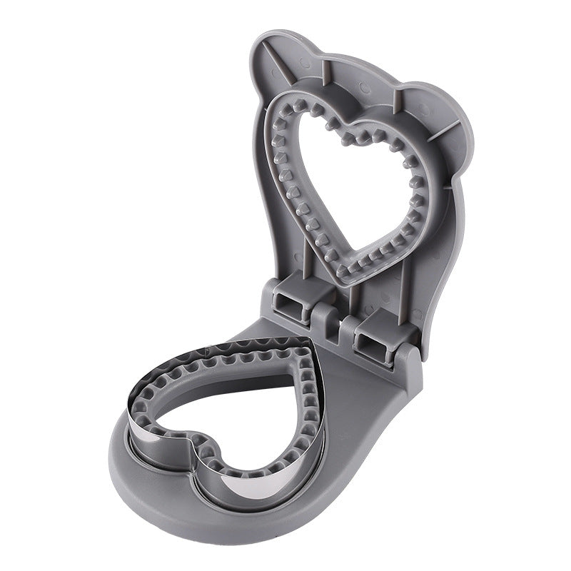 3 Pcs Grey Heart Sandwich Maker Sealer - DIY Toast Pocket Bread Cutter &amp; Sealer Mold (PP + 304 Stainless Steel)