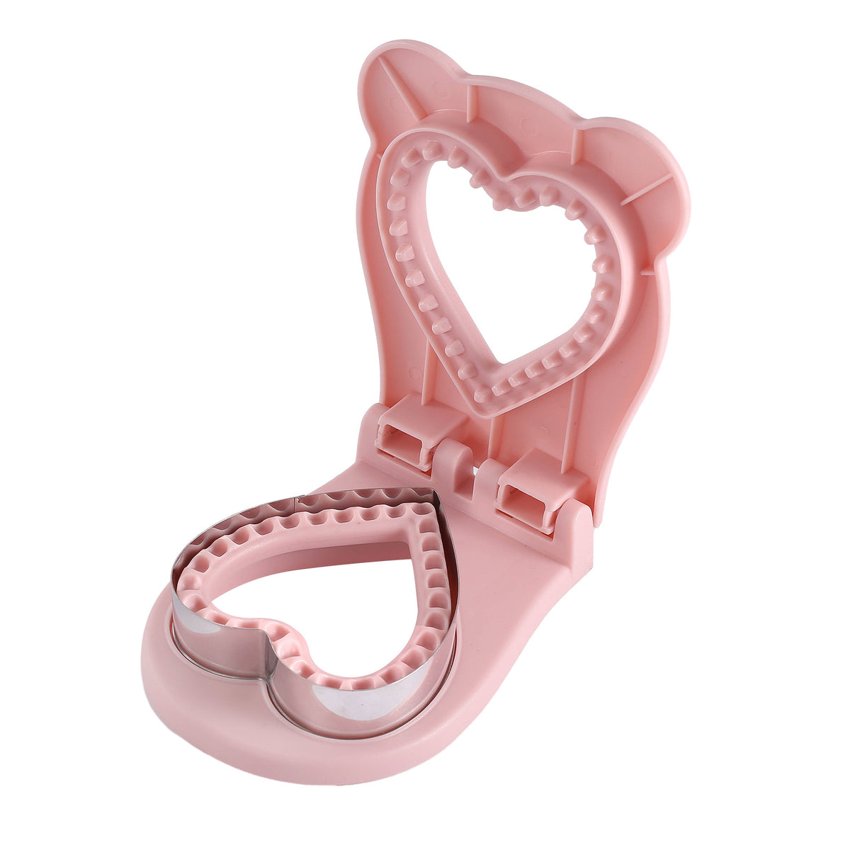 3 Pcs Pink Heart Sandwich Maker Sealer - DIY Toast Pocket Bread Cutter &amp; Sealer Mold (PP + 304 Stainless Steel)