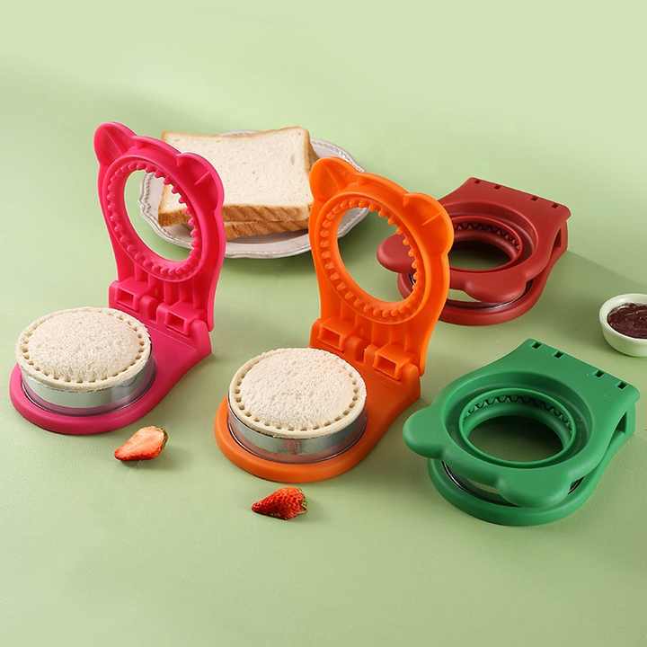 3 Pcs Green Round Sandwich Sealer & Cutter - Safe Hand Guard Design, DIY Pocket Bread Mold