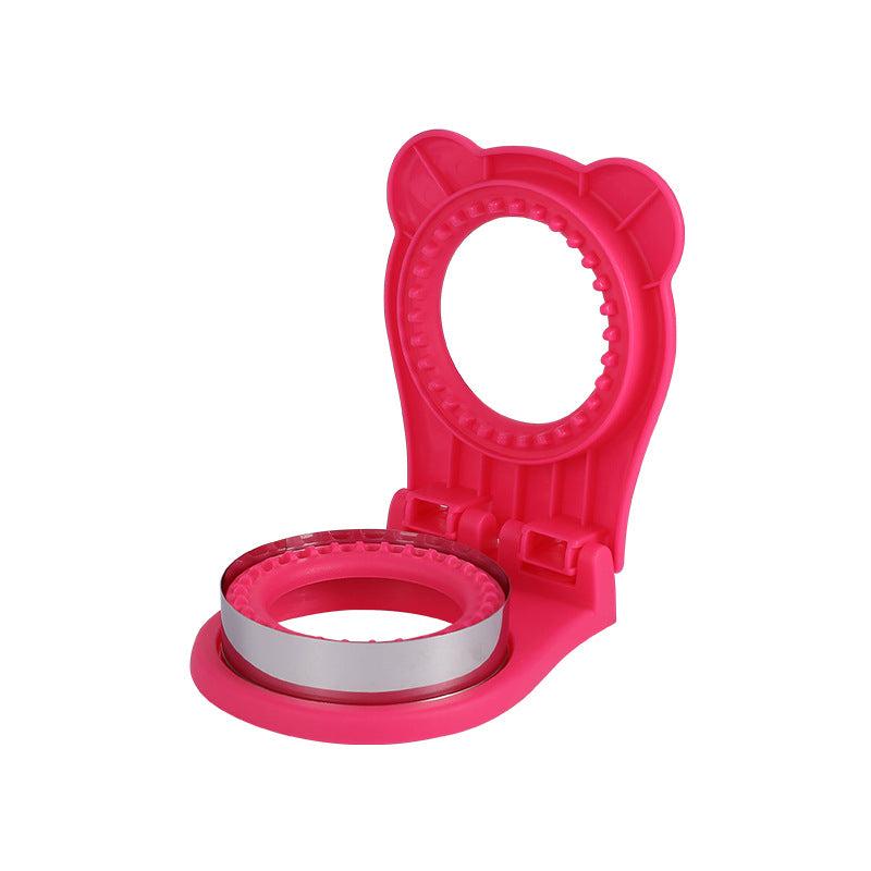 3 Pcs Rose Red Round Sandwich Sealer &amp; Cutter - Safe Hand Guard Design, DIY Pocket Bread Mold