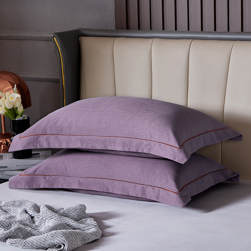 Dark Purple Pure Cotton Flannel Pillowcase Set - Soft, Thickened, Solid Color (Pair, 48x74cm)