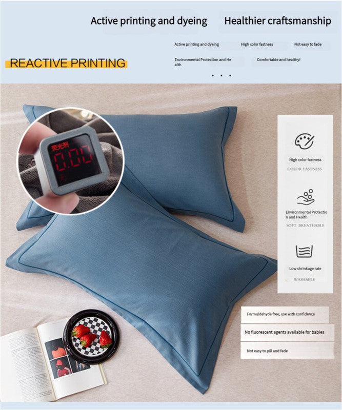 Dark Purple Pure Cotton Flannel Pillowcase Set - Soft, Thickened, Solid Color (Pair, 48x74cm)