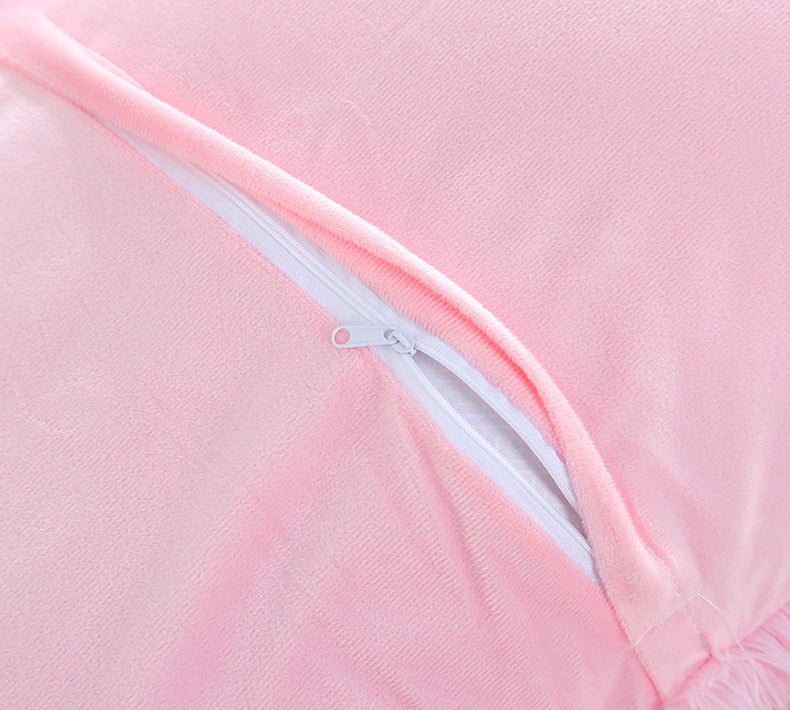 Pink Faux Fur Pillowcase Set - Crystal Velvet Plush Throw Pillow Covers, Bedding Accent (50x70cm, Pair)