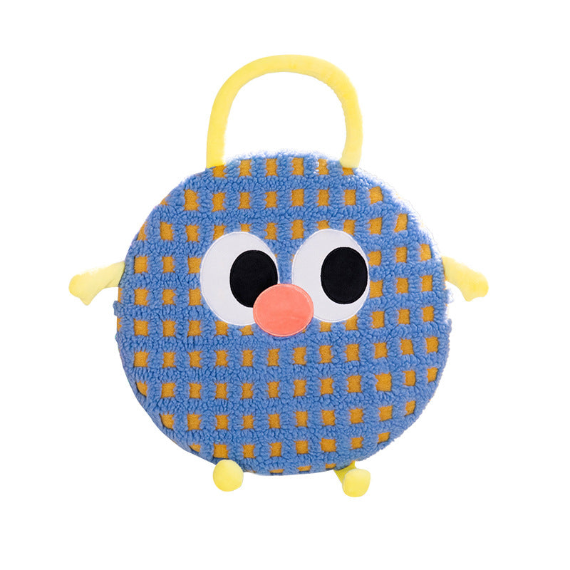 Yellow Plaid Cute Cartoon Round Memory Foam Seat Cushion - Detachable & Washable