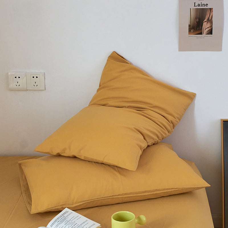 Yellow 100% Cotton Pillowcase Set - Envelope Closure(without pillow core)